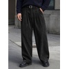 Runcati Mens Corduroy Baggy Pants Wide Leg Casual Fall Winter Slacks(Black)