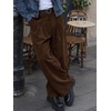 Runcati Mens Corduroy Baggy Pants Wide Leg Casual Fall Winter Slacks(Brown)