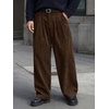 Runcati Mens Corduroy Baggy Pants Wide Leg Casual Fall Winter Slacks(Brown)
