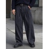 Runcati Mens Corduroy Baggy Pants Wide Leg Casual Fall Winter Slacks(Dark Grey)