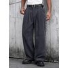 Runcati Mens Corduroy Baggy Pants Wide Leg Casual Fall Winter Slacks(Dark Grey)
