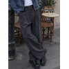 Runcati Mens Corduroy Baggy Pants Wide Leg Casual Fall Winter Slacks(Dark Grey)