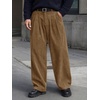 Runcati Mens Corduroy Baggy Pants Wide Leg Casual Fall Winter Slacks(Khaki)