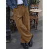 Runcati Mens Corduroy Baggy Pants Wide Leg Casual Fall Winter Slacks(Khaki)