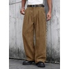 Runcati Mens Corduroy Baggy Pants Wide Leg Casual Fall Winter Slacks(Khaki)