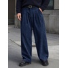 Runcati Mens Corduroy Baggy Pants Wide Leg Casual Fall Winter Slacks(Navy)