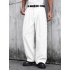 Runcati Mens Corduroy Baggy Pants Wide Leg Casual Fall Winter Slacks(White)