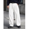 Runcati Mens Corduroy Baggy Pants Wide Leg Casual Fall Winter Slacks(White)