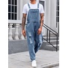 Runcati Men’s Denim Bib Overall Jean Romper(B-blue)