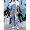 Runcati Men’s Denim Bib Overall Jean Romper(B-light Blue)