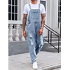 Runcati Men’s Denim Bib Overall Jean Romper(B-light Blue)