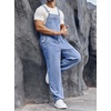 Runcati Men’s Denim Bib Overall Jean Romper(Blue)