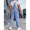 Runcati Men’s Denim Bib Overall Jean Romper(Blue)