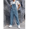 Runcati Men’s Denim Bib Overall Jean Romper(Denim Blue)