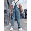 Runcati Men’s Denim Bib Overall Jean Romper(Denim Blue)