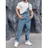 Runcati Men’s Denim Bib Overall Jean Romper(Denim Blue)