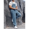 Runcati Men’s Denim Bib Overall Jean Romper(Denim Blue)