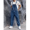 Runcati Men’s Denim Bib Overall Jean Romper(Navy Blue)