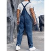 Runcati Men’s Denim Bib Overall Jean Romper(Navy Blue)