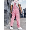 Runcati Men’s Denim Bib Overall Jean Romper(Pink)