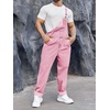 Runcati Men’s Denim Bib Overall Jean Romper(Pink)