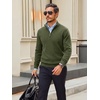 Runcati Mens Quarter Zip Pullover Sweater Casual Mock Neck Polo Sweaters(Army Green)