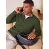 Runcati Mens Quarter Zip Pullover Sweater Casual Mock Neck Polo Sweaters(Army Green)