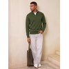 Runcati Mens Quarter Zip Pullover Sweater Casual Mock Neck Polo Sweaters(Army Green)