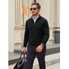 Runcati Mens Quarter Zip Pullover Sweater Casual Mock Neck Polo Sweaters(Black)