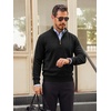 Runcati Mens Quarter Zip Pullover Sweater Casual Mock Neck Polo Sweaters(Black)