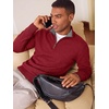 Runcati Mens Quarter Zip Pullover Sweater Casual Mock Neck Polo Sweaters(Burgundy)