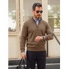 Runcati Mens Quarter Zip Pullover Sweater Casual Mock Neck Polo Sweaters(Dark Brown)
