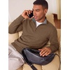 Runcati Mens Quarter Zip Pullover Sweater Casual Mock Neck Polo Sweaters(Dark Brown)