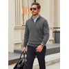Runcati Mens Quarter Zip Pullover Sweater Casual Mock Neck Polo Sweaters(Dark Grey)