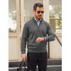 Runcati Mens Quarter Zip Pullover Sweater Casual Mock Neck Polo Sweaters(Dark Grey)