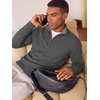 Runcati Mens Quarter Zip Pullover Sweater Casual Mock Neck Polo Sweaters(Dark Grey)
