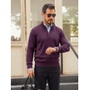 Runcati Mens Quarter Zip Pullover Sweater Casual Mock Neck Polo Sweaters(Dark Purple)