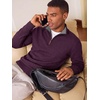 Runcati Mens Quarter Zip Pullover Sweater Casual Mock Neck Polo Sweaters(Dark Purple)
