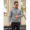 Runcati Mens Quarter Zip Pullover Sweater Casual Mock Neck Polo Sweaters(Grey)