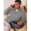 Runcati Mens Quarter Zip Pullover Sweater Casual Mock Neck Polo Sweaters(Grey)