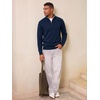 Runcati Mens Quarter Zip Pullover Sweater Casual Mock Neck Polo Sweaters(Navy)