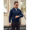 Runcati Mens Quarter Zip Pullover Sweater Casual Mock Neck Polo Sweaters(Navy)