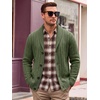 Runcati Mens Shawl Collar Cardigan Sweater Cable Knit Fall Winter Sweaters(Army Green)