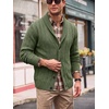 Runcati Mens Shawl Collar Cardigan Sweater Cable Knit Fall Winter Sweaters(Army Green)