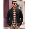 Runcati Mens Shawl Collar Cardigan Sweater Cable Knit Fall Winter Sweaters(Black)