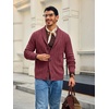 Runcati Mens Shawl Collar Cardigan Sweater Cable Knit Fall Winter Sweaters(Burgundy)