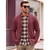Runcati Mens Shawl Collar Cardigan Sweater Cable Knit Fall Winter Sweaters(Burgundy)