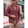 Runcati Mens Shawl Collar Cardigan Sweater Cable Knit Fall Winter Sweaters(Burgundy)