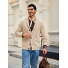 Runcati Mens Shawl Collar Cardigan Sweater Cable Knit Fall Winter Sweaters(Light Khaki)