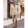Runcati Mens Shawl Collar Cardigan Sweater Cable Knit Fall Winter Sweaters(Light Khaki)